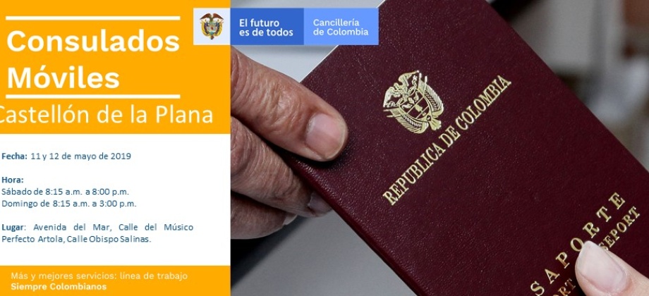 Consulado de Colombia en Valencia realizará jornada de atención móvil en la ciudad de Castellón de la Plana