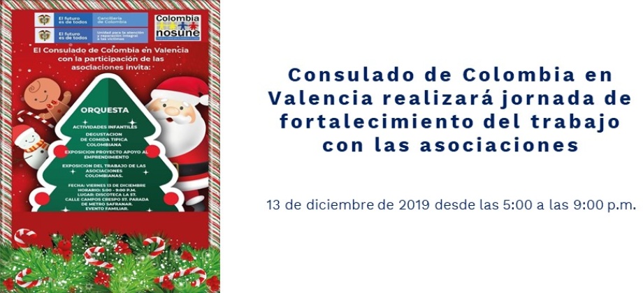 Consulado de Colombia en Valencia realizará jornada de fortalecimiento del trabajo 